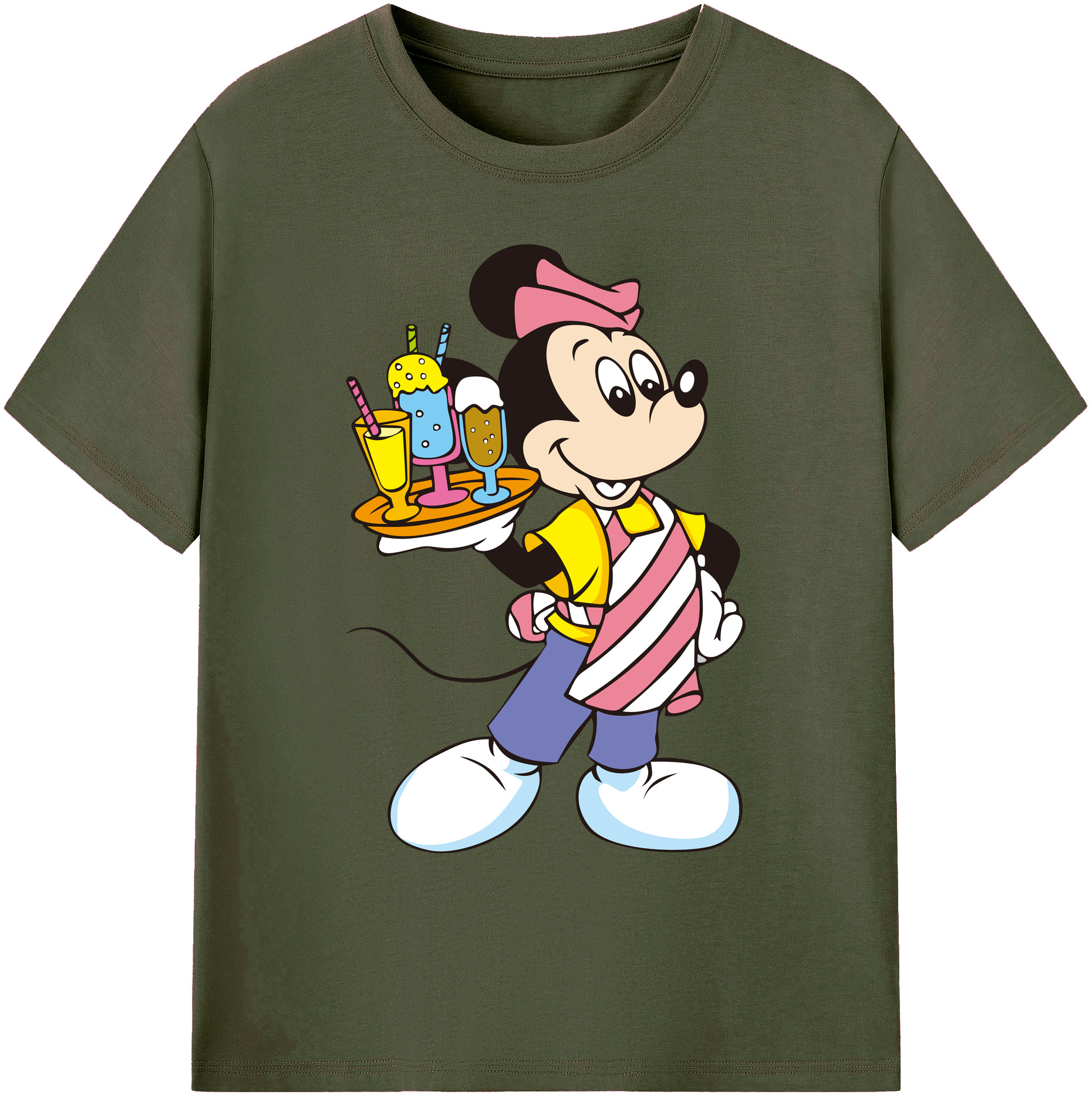 ミッキーマウス Mickey Mouse 綿100％ メンズ半袖Tシャツ｜肌触りやわらか＆通気性